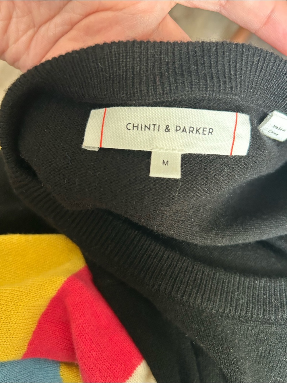 Chinti & Parker Black Sweater with Multicolor 'LOVE' Blocksyy Wool and cashmere - Picture 8 of 11